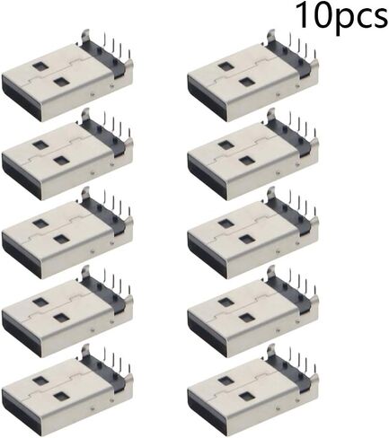 PCB USB موصل USB-AM 2.0 ذكر جاك 4 دبوس 90 درجة 10 قطعة، WuJuntool in Kuwait