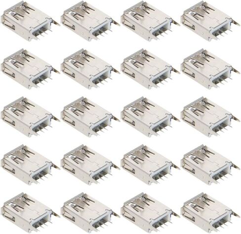 PCB USB موصل نوع A أنثى جاك 4 دبوس 180 درجة عمودي مستقيم إدراج 20 قطعة ، WuJuntool in Kuwait