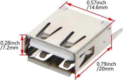 PCB USB موصل نوع A أنثى جاك 4 دبوس 180 درجة عمودي مستقيم إدراج 20 قطعة ، WuJuntool in Kuwait