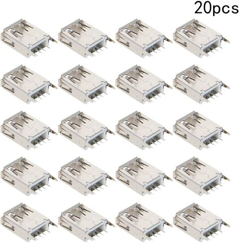PCB USB موصل نوع A أنثى جاك 4 دبوس 180 درجة عمودي مستقيم إدراج 20 قطعة ، WuJuntool in Kuwait
