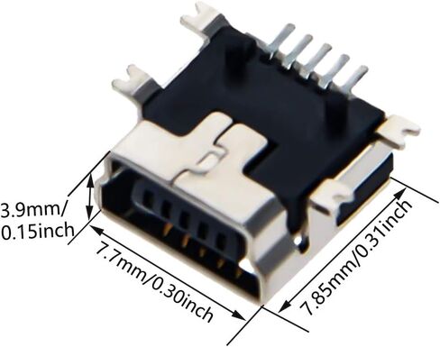 20 قطعة PCB USB موصل 5P أنثى جاك 5 دبوس جسم قصير، WuJuntool in Kuwait