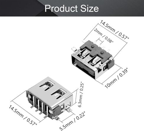 20Pcs USB-AF Female Socket Jack Connector 4 Pin Fully Patch No-Edge PCB Connector, Repair Replacement Adapter,WuJuntool in Kuwait