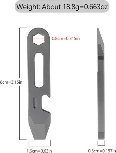 WARHERO 4-in-1 Titanium EDC Pry Bar Multitool with Bottle Opener, Hex Wrench & Ruler, Keychain Pocket Pry Tool for Everyday Carry, Camping & Outdoor Gear in Kuwait