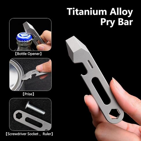 WARHERO 4-in-1 Titanium EDC Pry Bar Multitool with Bottle Opener, Hex Wrench & Ruler, Keychain Pocket Pry Tool for Everyday Carry, Camping & Outdoor Gear in Kuwait
