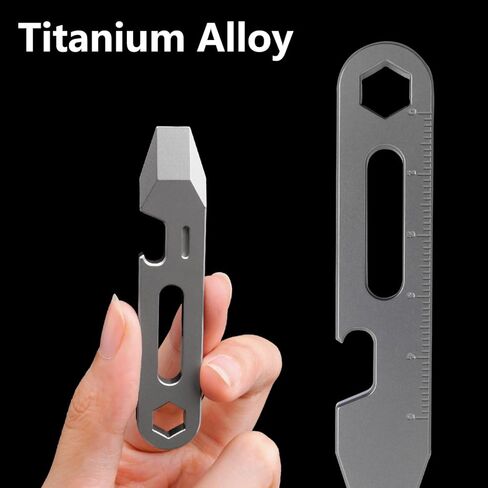 WARHERO 4-in-1 Titanium EDC Pry Bar Multitool with Bottle Opener, Hex Wrench & Ruler, Keychain Pocket Pry Tool for Everyday Carry, Camping & Outdoor Gear in Kuwait
