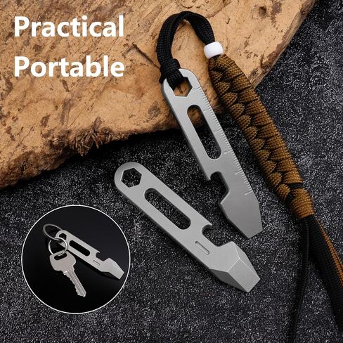 WARHERO 4-in-1 Titanium EDC Pry Bar Multitool with Bottle Opener, Hex Wrench & Ruler, Keychain Pocket Pry Tool for Everyday Carry, Camping & Outdoor Gear in Kuwait