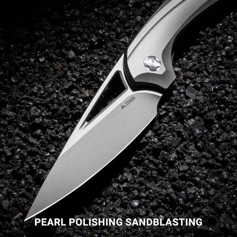 M390 Titanium Pocket Knife 3.11" - Front Flipper & Thumb Hole Opener, Premium EDC Folding Knife with Razor-Sharp M390 Steel Blade & Lightweight Titanium Handle, Perfect for Everyday Carry, Outdoor, Camping in Kuwait