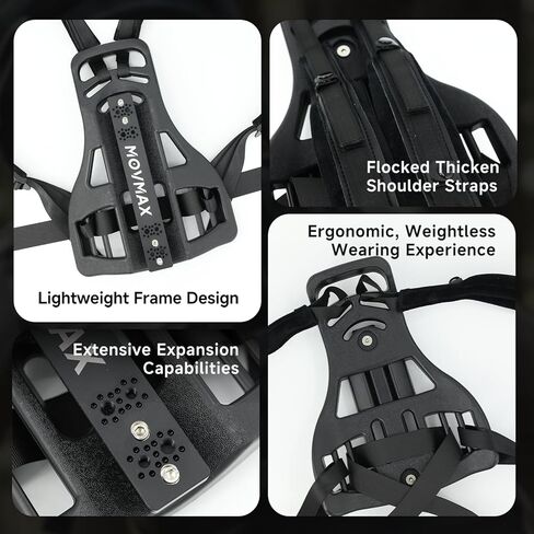 Movmax Third-Person Backpack Camera Mount Kit with Carbon Fiber Telescopic Rod (16"-40") for Insta360 X5/X4/X3/X2 DJI Osmo 360, Aluminum Adjustable Mount for Outdoor Live Streaming, Hiking & Cycling in Kuwait