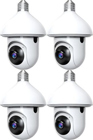 4pcs Light Bulb Security Camera -2.4GHz WiFi 1080p Security Cameras Wireless Indoor Outdoor Motion Detection and Alarm,Two-Way Talk,Color Night Vision,Can be used as a street lamp light bulbs camera in Kuwait