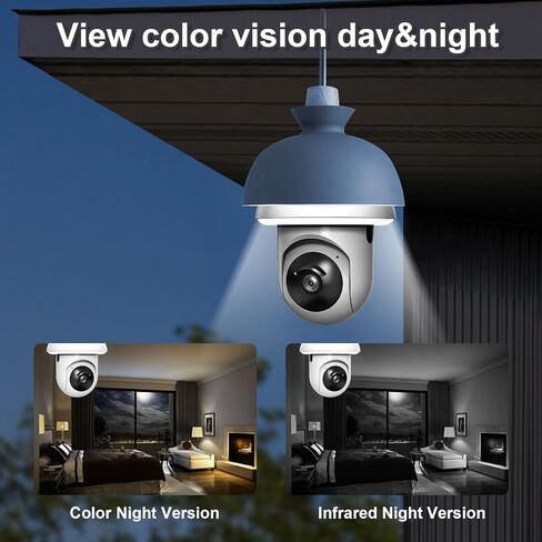 4pcs Light Bulb Security Camera -2.4GHz WiFi 1080p Security Cameras Wireless Indoor Outdoor Motion Detection and Alarm,Two-Way Talk,Color Night Vision,Can be used as a street lamp light bulbs camera in Kuwait