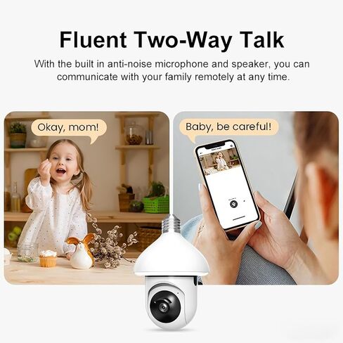4pcs Light Bulb Security Camera -2.4GHz WiFi 1080p Security Cameras Wireless Indoor Outdoor Motion Detection and Alarm,Two-Way Talk,Color Night Vision,Can be used as a street lamp light bulbs camera in Kuwait