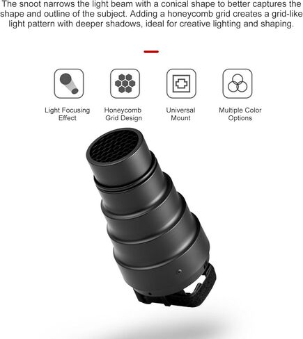 Pomya Flash Cone Snoot Kit with Grid, 5 Color Gel Filters, for Flash Accent Lighting Creative Background Effects in Kuwait