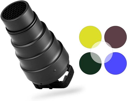 Pomya Flash Cone Snoot Kit with Grid, 5 Color Gel Filters, for Flash Accent Lighting Creative Background Effects in Kuwait