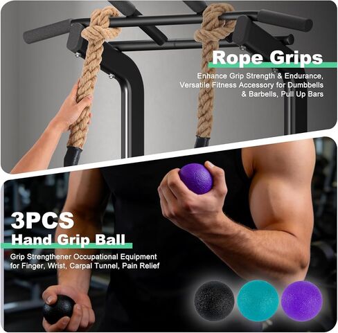 Rope Grips for Pull Ups, Enhance Grip Strength & Endurance, Versatile Fitness Accessory for Dumbbells & Barbells, Pull Up Bars Durable & Comfortable Design in Kuwait
