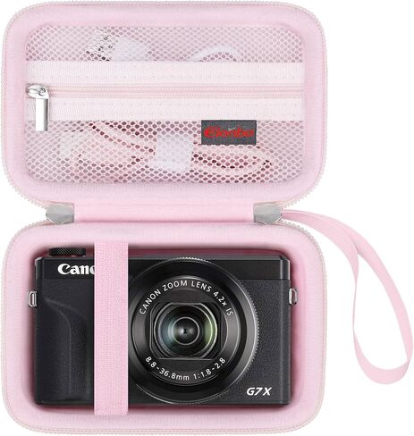 Elonbo Camera Case for Canon PowerShot G7 X Mark III/ G7 X Mark II/Canon Powershot SX740 HS/ SX730 HS/ SX720 HS Digital Camera, Carrying Case with Extra Mesh Pocket fits Cables Battery, Brown in Kuwait