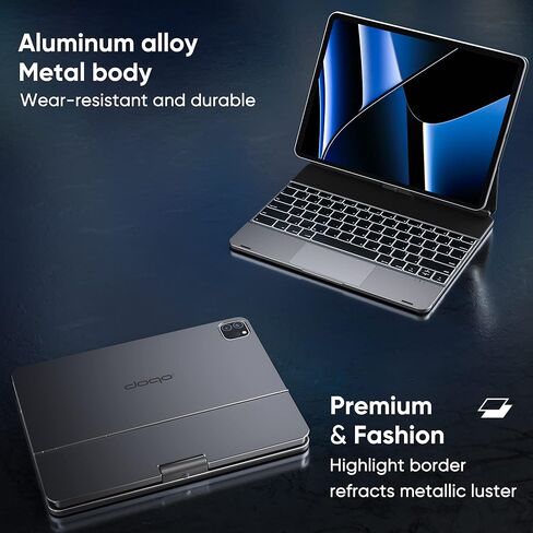 doqo for iPad Pro 13 inch (M5 2025 / M4 2024) Keyboard case 360° Rotatable Magic with Multi-Trackpad,Aluminum Alloy 7 Color Backlit Slim iPad Pro 13 in Kuwait