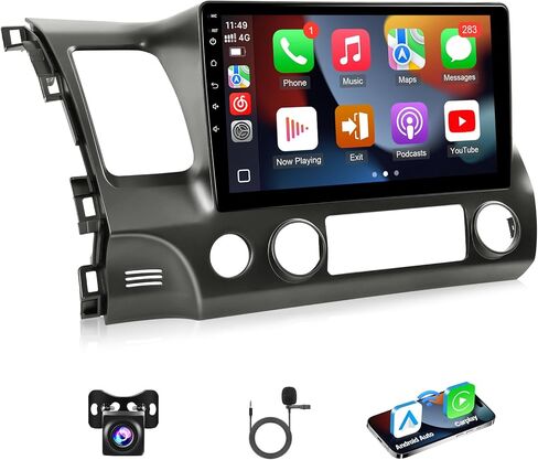 Naifay 8Core Android Car Radio for Honda Civic 2006 2007 2008 2009 2010 2011, 2+32G 10.1inch Touch Screen for Civic Stereo with Wireless CarPlay Android Auto Bluetooth GPS Navigation WiFi SWC in Kuwait