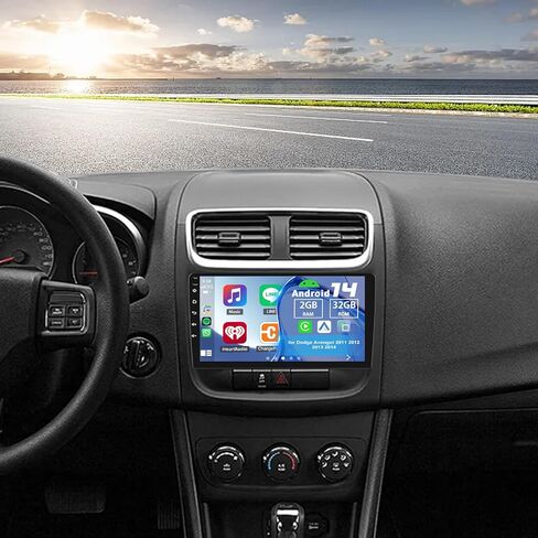 Android 14 Double Din Car Stereo ترقية راديو لـ Dodge Avenger 2011 2012 2013 2014، 2G+32G 10 بوصة شاشة لمس مع Carplay Android Auto GPS WiFi Bluetooth RDS DSP Mirrorlink Mic كاميرا احتياطية in Kuwait