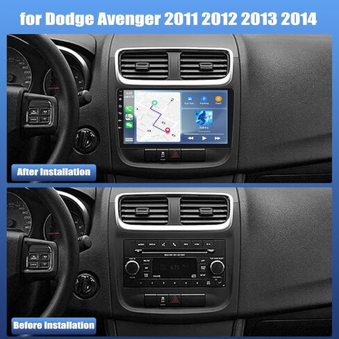 Android 14 Double Din Car Stereo ترقية راديو لـ Dodge Avenger 2011 2012 2013 2014، 2G+32G 10 بوصة شاشة لمس مع Carplay Android Auto GPS WiFi Bluetooth RDS DSP Mirrorlink Mic كاميرا احتياطية in Kuwait