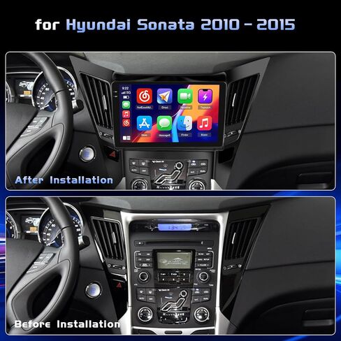 راديو ستيريو للسيارة 4+128 جيجا بايت Android 15 لسيارة Hyundai Sonata 2010-2015 Carplay Andorid Auto، شاشة لمس INCELL مقاس 9 بوصات ترقية GPS WiFi Bluetooth 5.0 FM/RDS EQ-32 SWC كاميرا احتياطية in Kuwait