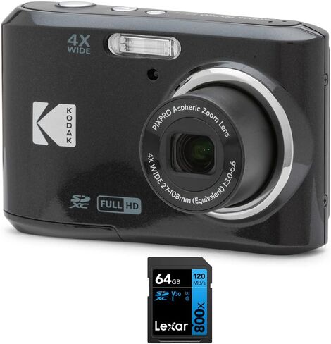 Kodak FZ45RD PIXPRO 16MP Digital Camera Red Bundle with Lexar 64GB High-Performance 800x UHS-I SDHC Memory Card Blue Series in Saudi Arabia