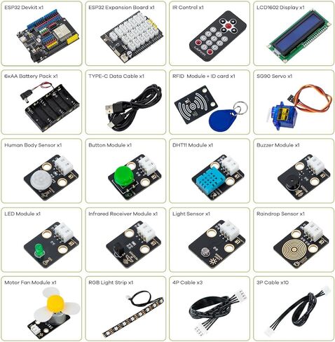 مجموعة تعلم LAFVIN ESP32 IoT مع ESP32 DevKit، وحدة RFID، شاشة LCD1602، برامج تعليمية مفصلة، ​​متوافقة مع Arduino IDE in Kuwait