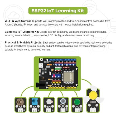 مجموعة تعلم LAFVIN ESP32 IoT مع ESP32 DevKit، وحدة RFID، شاشة LCD1602، برامج تعليمية مفصلة، ​​متوافقة مع Arduino IDE in Kuwait