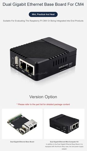 Mini Dual Gigabit Ethernet Mini-Computer Kit Designed for Raspberry Pi Compute Module 4 with Protection Metal Case (Assembled) (CM4-DUAL-ETH-MINI-BOX) in Kuwait