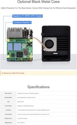 Mini Dual Gigabit Ethernet Mini-Computer Kit Designed for Raspberry Pi Compute Module 4 with Protection Metal Case (Assembled) (CM4-DUAL-ETH-MINI-BOX) in Kuwait