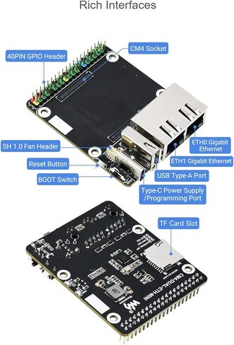 Mini Dual Gigabit Ethernet Mini-Computer Kit Designed for Raspberry Pi Compute Module 4 with Protection Metal Case (Assembled) (CM4-DUAL-ETH-MINI-BOX) in Kuwait