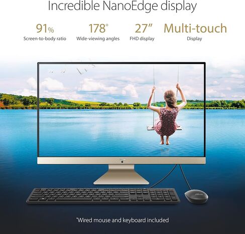 ASUS M3700 27" FHD Touchscreen AMD Ryzen 7 5825U 2.00 GHz 16GB DDR4 1TB SSD AMD Radeon Graphics Windows 11 Home All-In-One Desktop PC - M3700WYA-PB706T (Renewed) in Kuwait