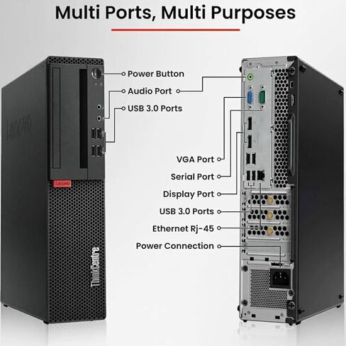 كمبيوتر مكتبي Lenovo ThinkCentre M910S - Intel Core i5-7500 الجيل السابع - ذاكرة وصول عشوائي DDR4 سعة 32 جيجابايت - SSD 512 جيجابايت - WiFi - لوحة مفاتيح وماوس لاسلكيين - Windows 11 Pro (متجدد) in Kuwait