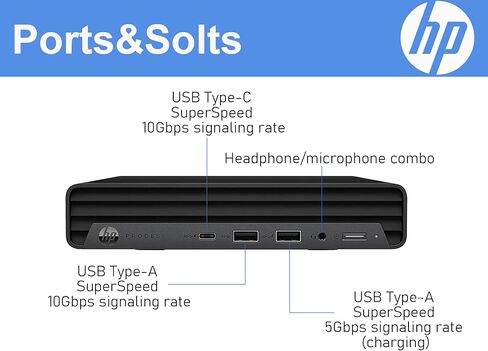 كمبيوتر مكتبي صغير HP ProDesk 600 G6، معالج i5-10500T، سداسي النواة، ذاكرة وصول عشوائي DDR4 سعة 16 جيجابايت، SSD 256 جيجابايت، لوحة مفاتيح وماوس، دعم 4K، واي فاي، بلوتوث، Windows 11 Pro (متجدد) in Kuwait