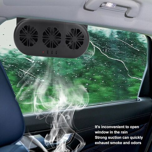 USB Powered Car Exhaust Fan, 3 Fans Rapid Cooling and Ventilation Fan, Vehicle Window Air Vent Radiator with Durable Construction, Ideal for General Types of Cars in Kuwait