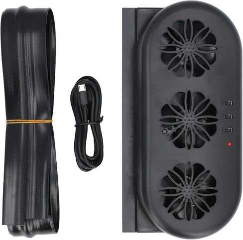 USB Powered Car Exhaust Fan, 3 Fans Rapid Cooling and Ventilation Fan, Vehicle Window Air Vent Radiator with Durable Construction, Ideal for General Types of Cars in Kuwait