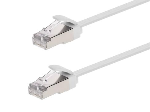 Monoprice Cat6A Ethernet Patch Cable - Slim Flat U/FTP 32AWG Molded Boot 3ft White in Kuwait
