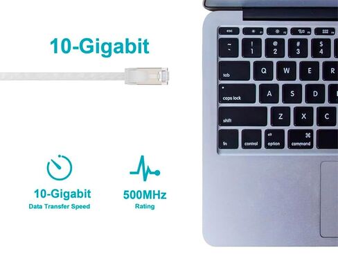 Monoprice Cat6A Ethernet Patch Cable - Slim Flat U/FTP 32AWG Molded Boot 3ft White in Kuwait