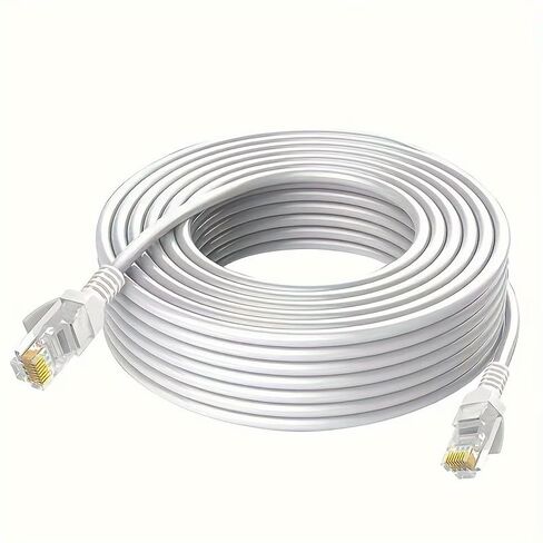 Cat6 Ethernet Cable 10ft, 10Gbps High-Speed Flat Network Cable, Indoor/Outdoor, Pure Copper Wires, Snagless RJ45 Connectors, White in Kuwait