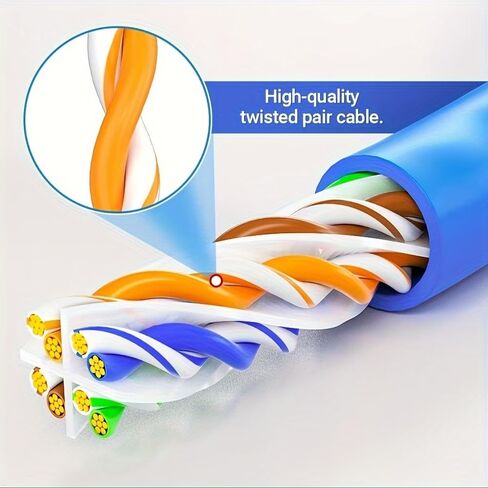 Cat6 Ethernet Cable 10ft, 10Gbps High-Speed Flat Network Cable, Indoor/Outdoor, Pure Copper Wires, Snagless RJ45 Connectors, White in Kuwait