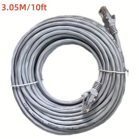 Cat6 Ethernet Cable 10ft, 10Gbps High-Speed Flat Network Cable, Indoor/Outdoor, Pure Copper Wires, Snagless RJ45 Connectors, White in Kuwait