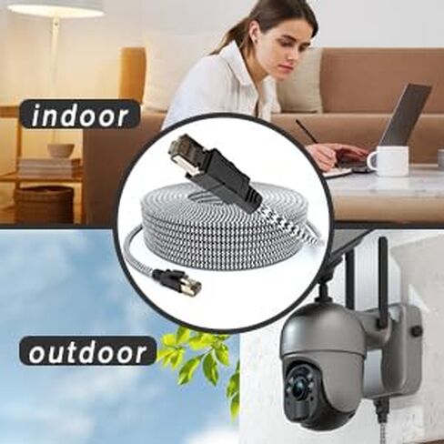 Cat 8 Ethernet Cable 2m, 40Gbps 2000MHz High Speed LAN Network Cable, Nylon Braided RJ45 Patch Cord for Gaming, PS5, Modem, Router, Laptop in Kuwait