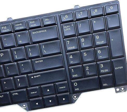 لوحة مفاتيح بديلة مع مفك براغي بتصميم أمريكي لجهاز Dell Alienware 17 R5 P38E Area-51m A51m RGB لوحة مفاتيح للكمبيوتر المحمول بإضاءة خلفية باللون الرمادي in Kuwait