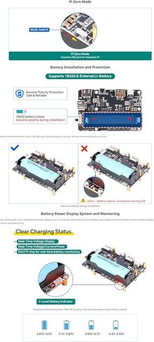 Pi Zero UPS HUB HAT for Raspberry Pi Zero Series, 3-Port USB 2.0 Expansion Board with Power Backup, 18650 Ba-ttery Holder, Smart Charge & Discharge Management in Kuwait
