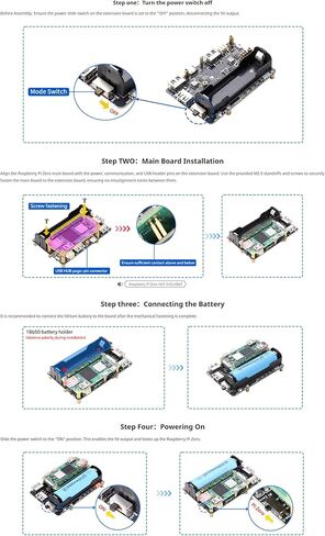 Pi Zero UPS HUB HAT for Raspberry Pi Zero Series, 3-Port USB 2.0 Expansion Board with Power Backup, 18650 Ba-ttery Holder, Smart Charge & Discharge Management in Kuwait