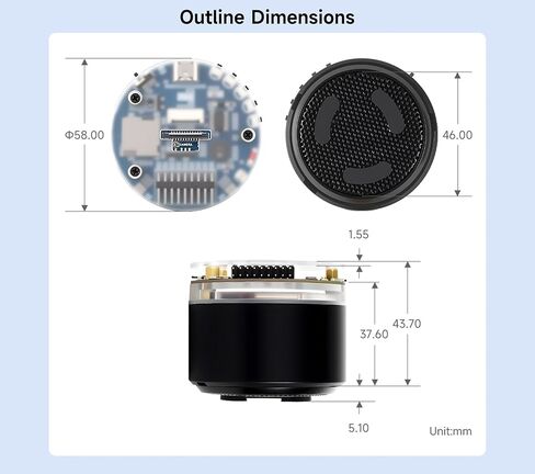 ESP32-S3 AI Smart Speaker Development Board, Support AI Speech Interaction, Dual Digital Microphone Array, Noise Reduction and Echo Cancellation, Support External Display & Camera, No Battery in Kuwait