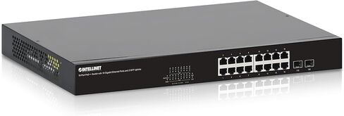 محول Intellinet 18-Port PoE++ مع 16 منفذ جيجابت إيثرنت و2 وصلات SFP - 440 وات، طاقة عالية، حامل على حامل، حل شبكات موفر للطاقة - متوافق مع TAA - 562232 in Kuwait