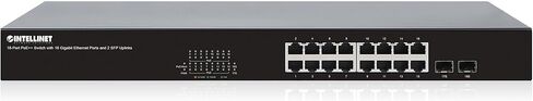 محول Intellinet 18-Port PoE++ مع 16 منفذ جيجابت إيثرنت و2 وصلات SFP - 440 وات، طاقة عالية، حامل على حامل، حل شبكات موفر للطاقة - متوافق مع TAA - 562232 in Kuwait