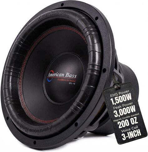 مضخم صوت American Bass XFL-1244 XFL مقاس 12 بوصة 1000 وات RMS / 2000 وات بحد أقصى ملف صوتي مزدوج 4 أوم ملفات صوت 200 أونصة مغناطيس، أسود in Saudi Arabia