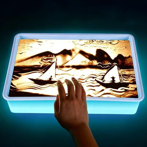 صندوق إضاءة للرسم الرملي من EXBEPE، طاولة إضاءة حسية مضيئة، طاولة رسم رملية فنية إبداعية للاستخدام المنزلي في الفصل الدراسي in Kuwait