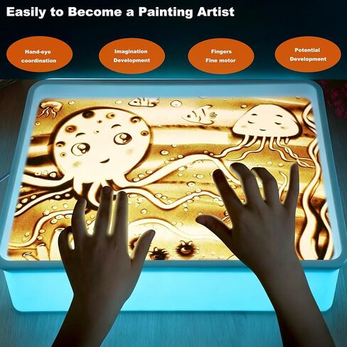 صندوق إضاءة للرسم الرملي من EXBEPE، طاولة إضاءة حسية مضيئة، طاولة رسم رملية فنية إبداعية للاستخدام المنزلي في الفصل الدراسي in Kuwait